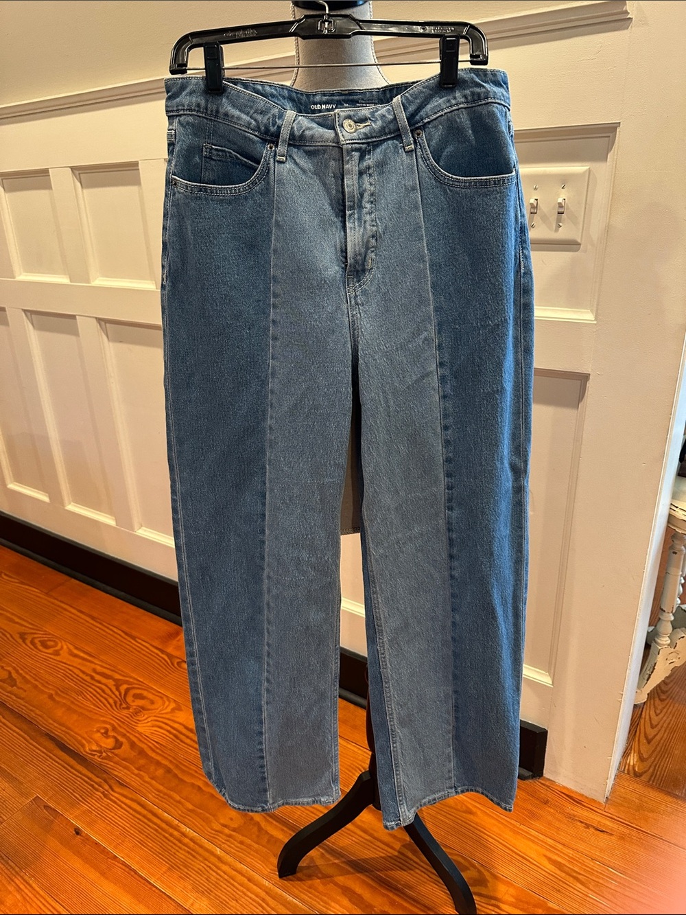 Old Navy Two-Tone Light and Medium Blue Straight Jeans